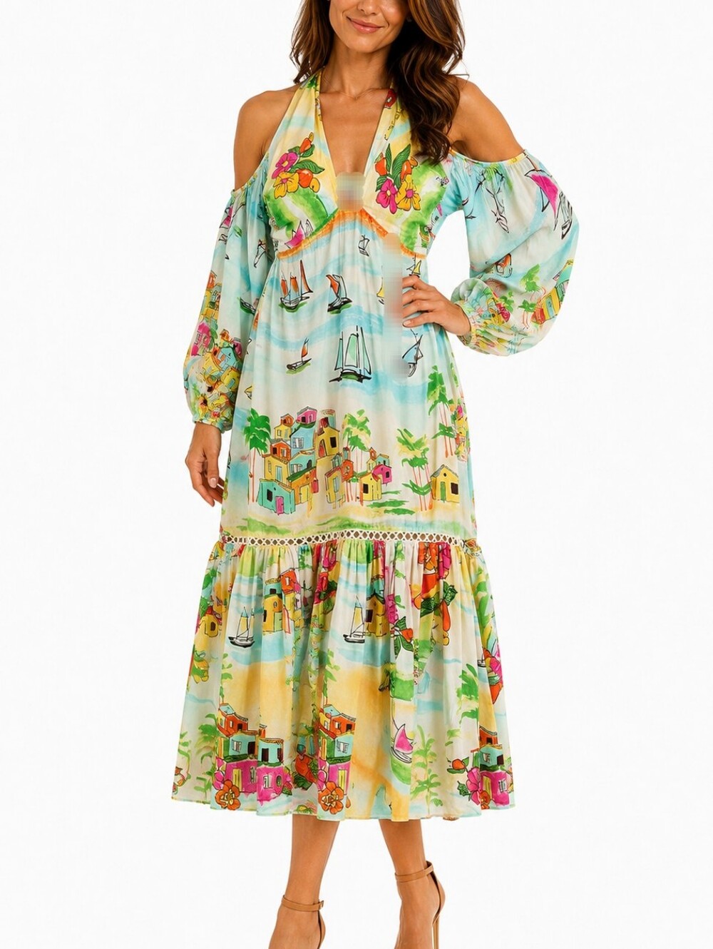 Farm Rio Leilani Off-The-Shoulder Maxi Dress